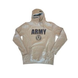Army Scotland Hoodie Heather Gray Plaid Letters Crest Print Pullover